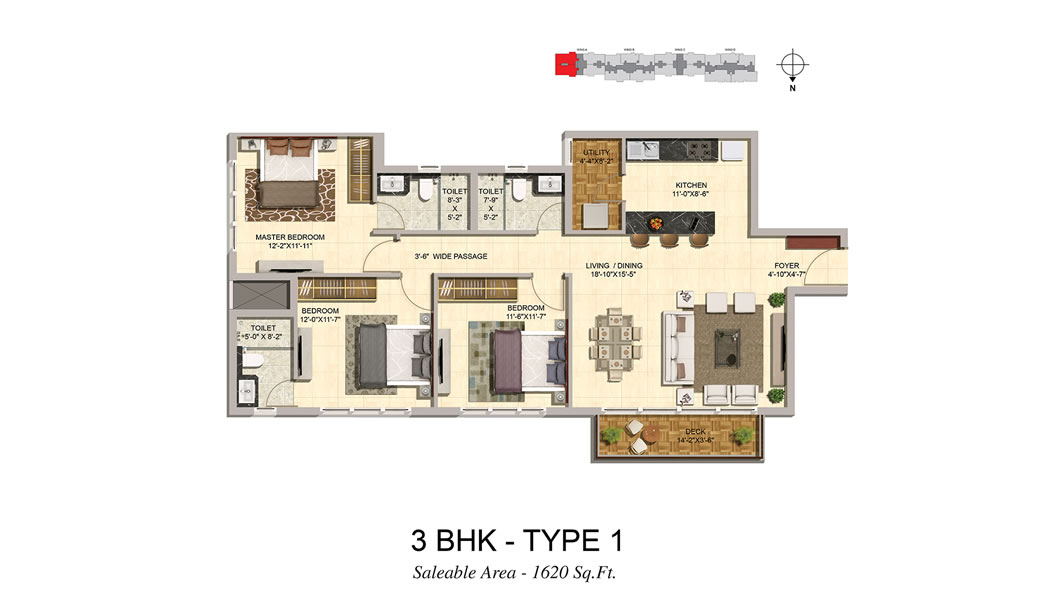 Floor Plan 3 BHK