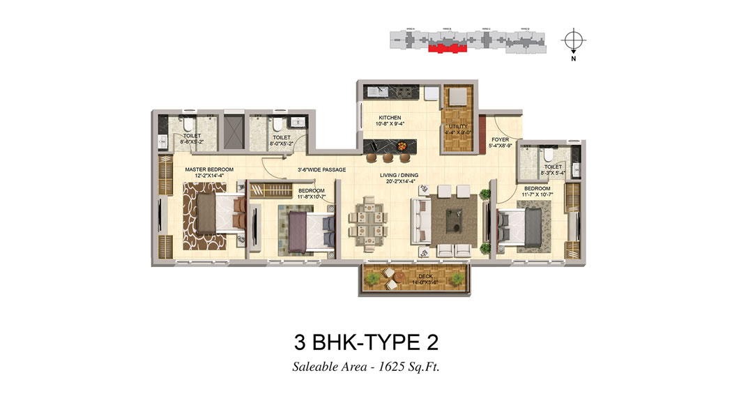 Floor Plan 3 BHK